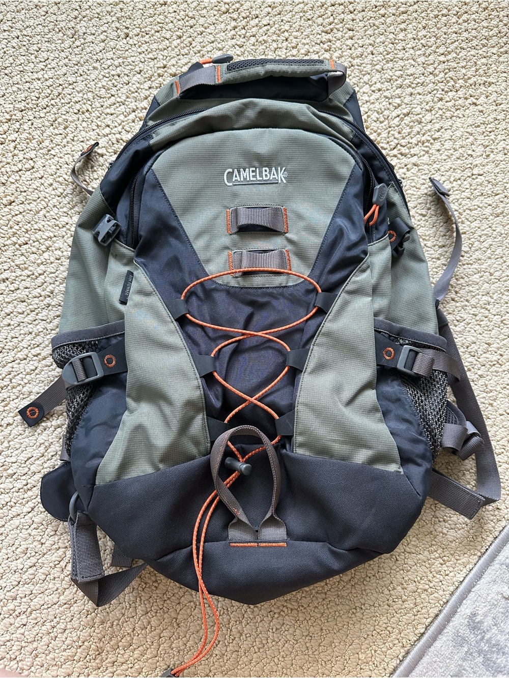 CamelBak Olive Green & Black Backpack with Orange Accents